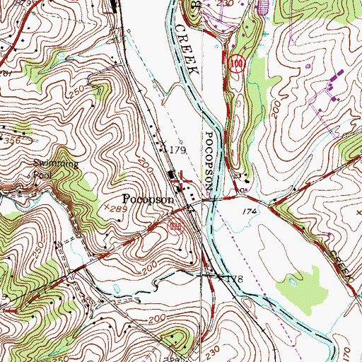 Topographic Map of Pocopson Post Office, PA