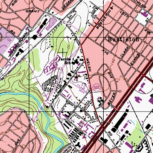 Topographic Map of Politz Hebrew Academy, PA