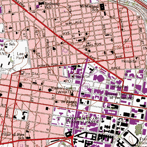 Topographic Map of Penn Presbyterian Medical Center, PA