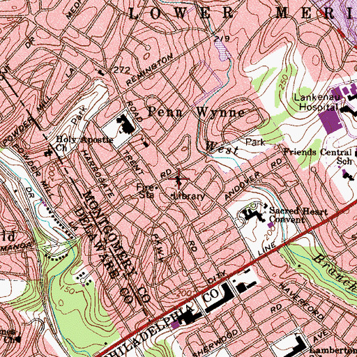Topographic Map of Presentation Blessed Virgin Mary School, PA