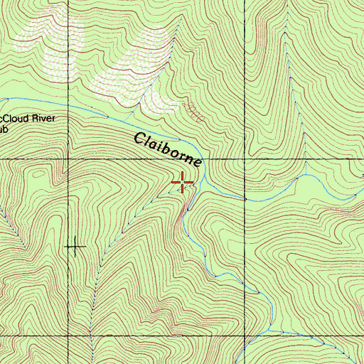 Topographic Map of South Fork Claiborne Creek, CA