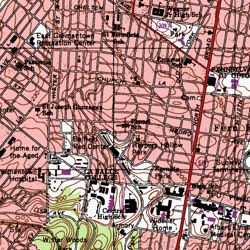 Topographic Map of Prince Hall Elementary School, PA