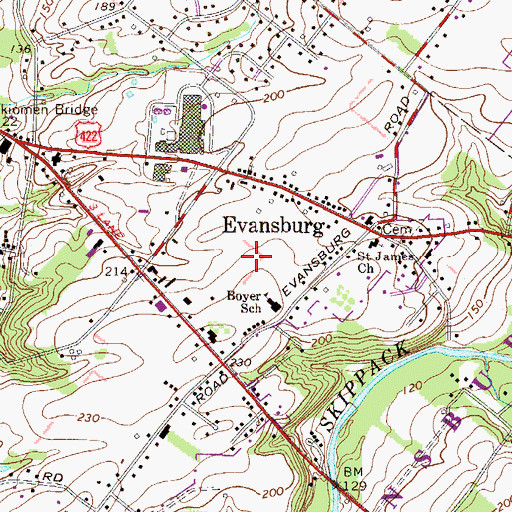 Topographic Map of Providence Green, PA