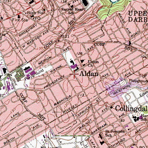 Topographic Map of Providence Road Station, PA