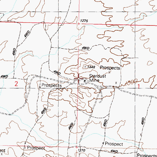 Topographic Map of Camp Creek Mine, AZ