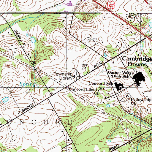 Topographic Map of Rachel Kohl Community Library, PA