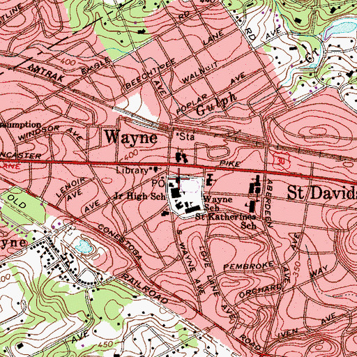 Topographic Map of Radnor Fire Company Station 15, PA