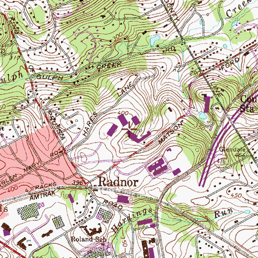 Topographic Map of Radnor Elementary School, PA