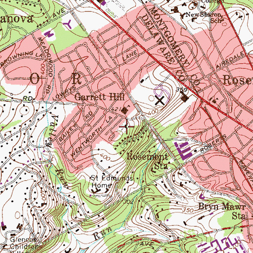 Topographic Map of Radnor United Methodist Church Cemetery, PA