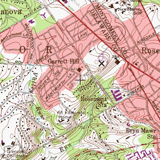 Topographic Map of Radnor Methodist Church, PA