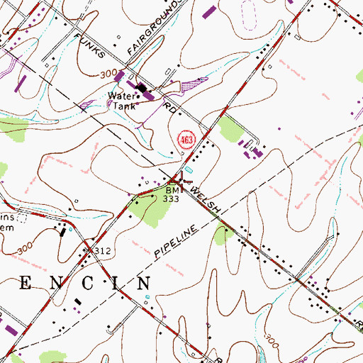 Topographic Map of Ralphs Corner Shopping Center, PA