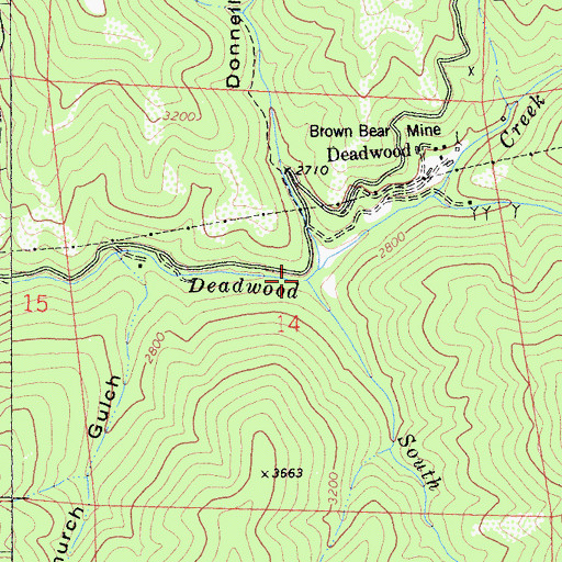 Topographic Map of South Fork Deadwood Creek, CA