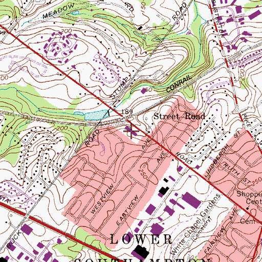 Topographic Map of Red Robin Shopping Center, PA