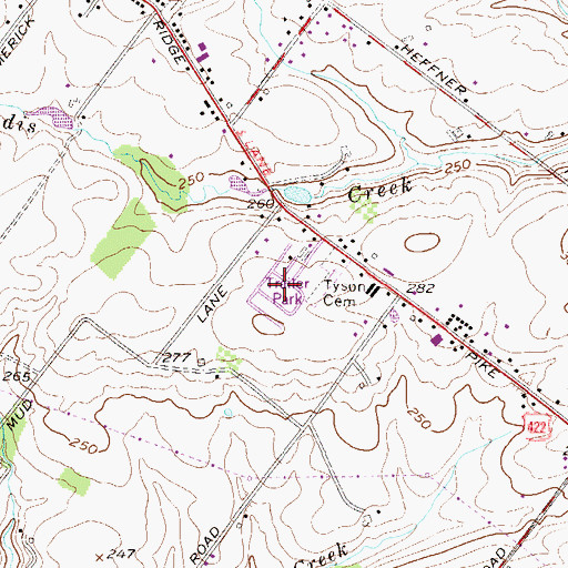 Topographic Map of Ridgeview Terrace Trailer Park, PA