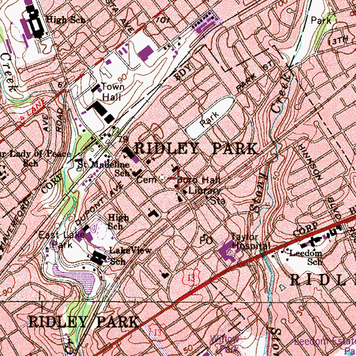 Topographic Map of Ridley Park Borough Hall, PA