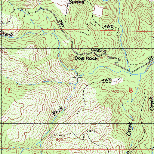 Topographic Map of South Fork Dry Creek, CA
