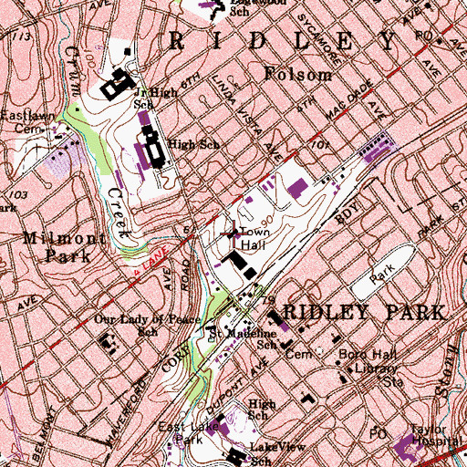 Topographic Map of Ridley Township Building, PA