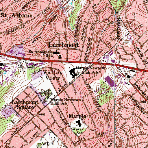 Topographic Map of Robert C Gauntlett Community Center, PA