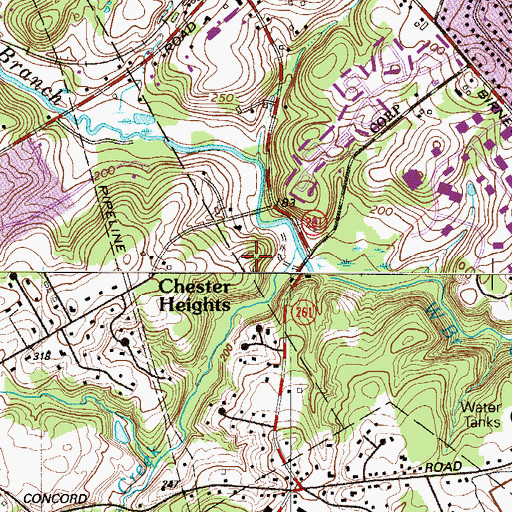 Topographic Map of Rochford Estates, PA