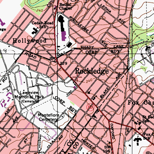 Topographic Map of Rockledge Fire Company 1 Station 9, PA