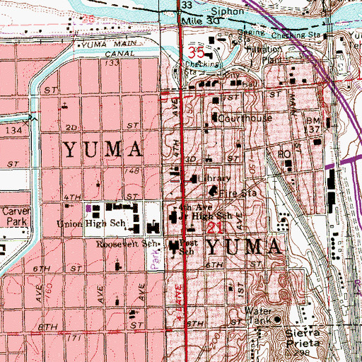 Topographic Map of Carnegie Library, AZ