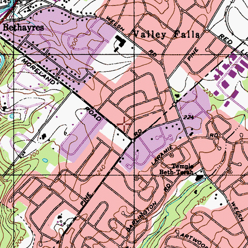 Topographic Map of Roosevelt Racquet Club, PA