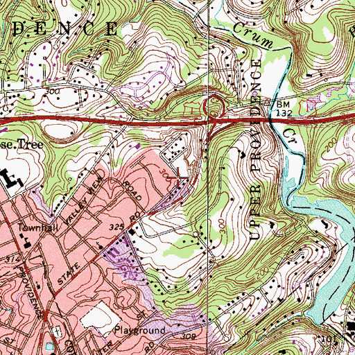 Topographic Map of Rose Tree Estates, PA