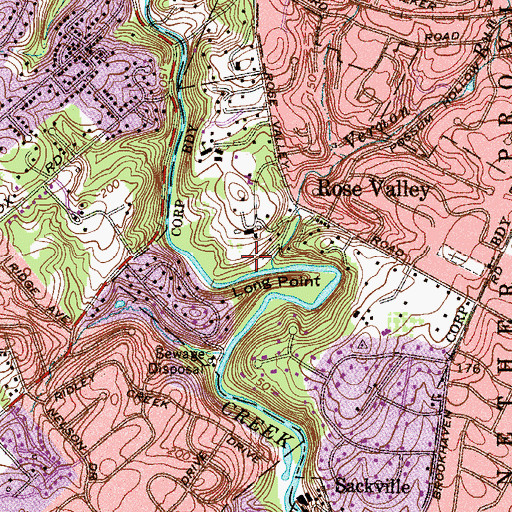 Topographic Map of Rose Valley Borough Hall, PA