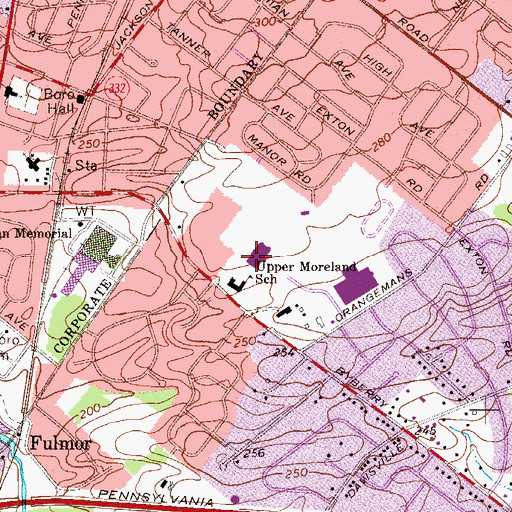 Topographic Map of Round Meadow Elementary School, PA