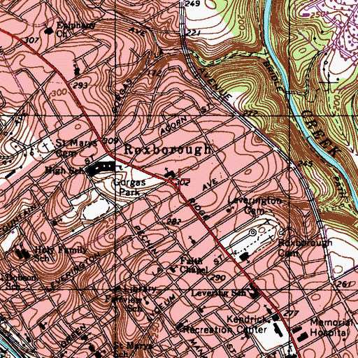 Topographic Map of Roxborough Branch Library Free Library of Philadelphia, PA
