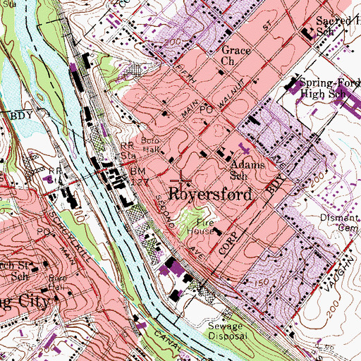 Topographic Map of Royersford Church of the Brethren, PA