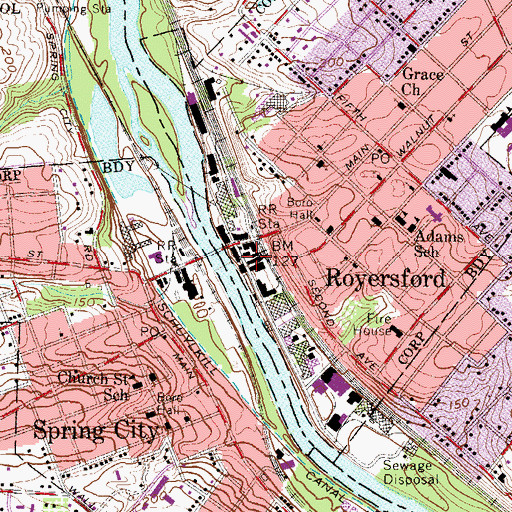 Topographic Map of Royersford Police Station, PA