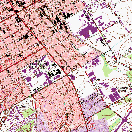 Topographic Map of Rustin Park, PA