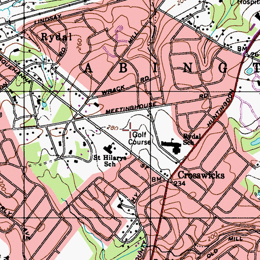 Topographic Map of Rydal Green, PA