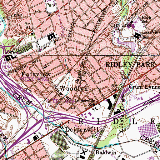 Topographic Map of S M Vauclain Fire Company, PA