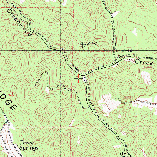 Topographic Map of South Fork Greenwood Creek, CA