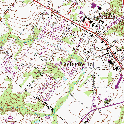 Topographic Map of Saint Eleanor School, PA