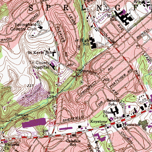 Topographic Map of Thomson Avenue Station, PA