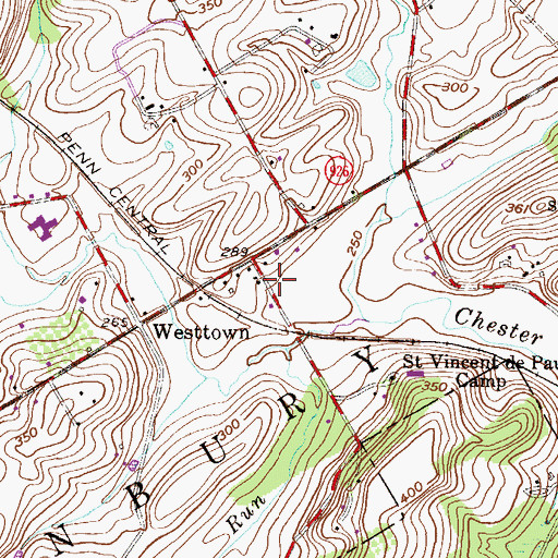 Topographic Map of Thornbury Township Park, PA