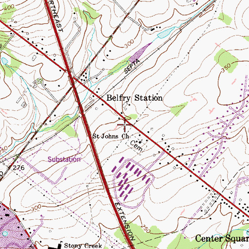 Topographic Map of Tiferet Bet Israel, PA