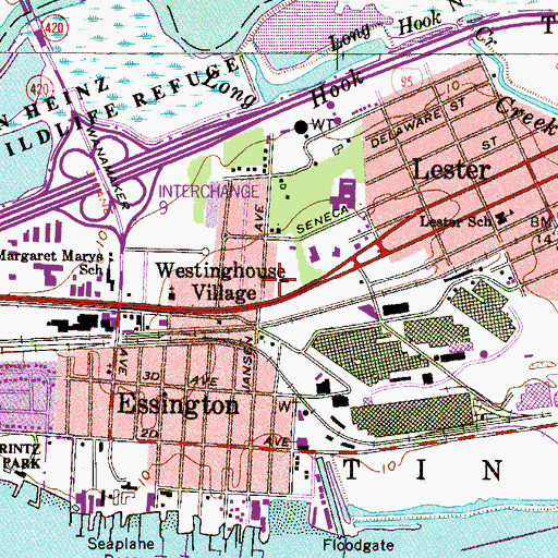 Topographic Map of Tinicum Township Building, PA