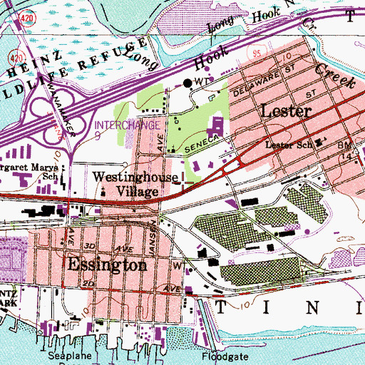 Topographic Map of Tinicum Township Police Department, PA