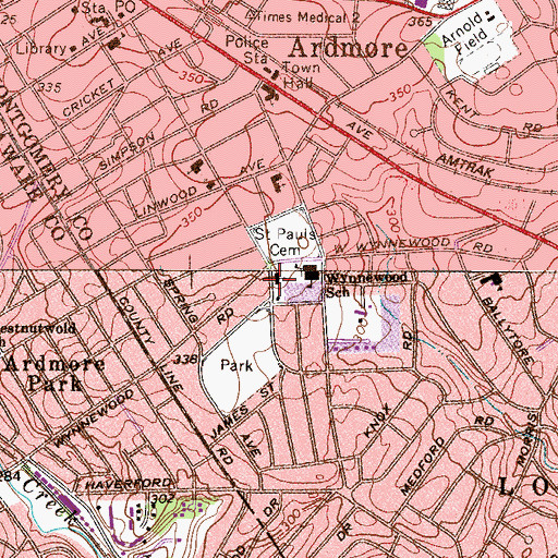 Topographic Map of Torah Academy, PA