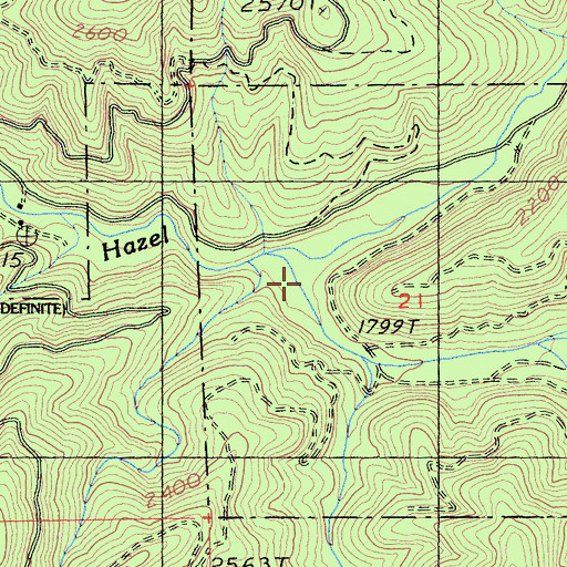 Topographic Map of South Fork Hazel Creek, CA