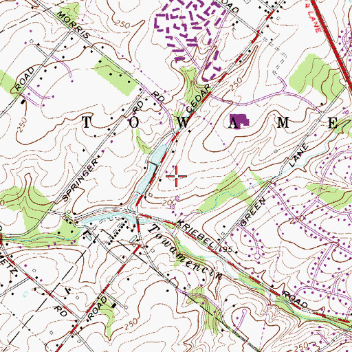 Topographic Map of Towamencin Park, PA