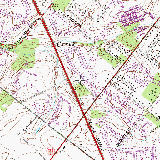 Topographic Map of Towamencin Schwenkfelder Cemetery, PA