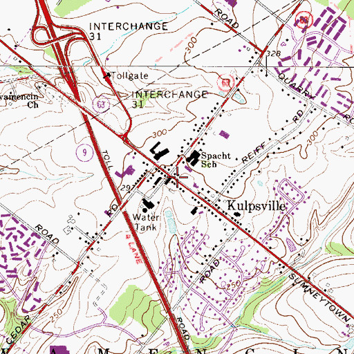 Topographic Map of Towamencin Township Hall, PA