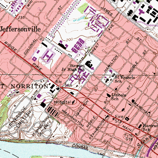 Topographic Map of Town Court, PA
