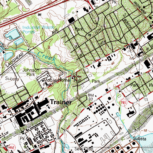Topographic Map of Trainer Police Department, PA