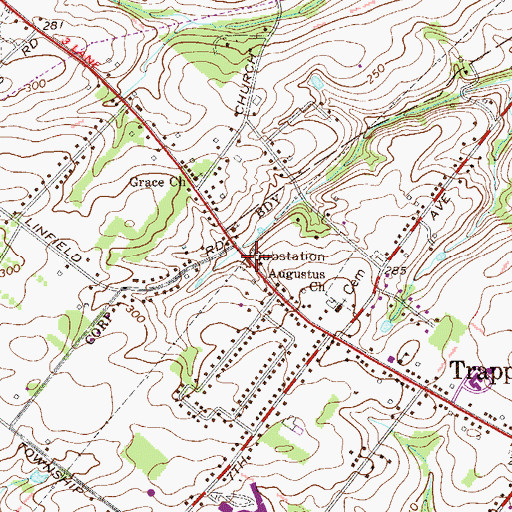 Topographic Map of Trappe Police Station, PA
